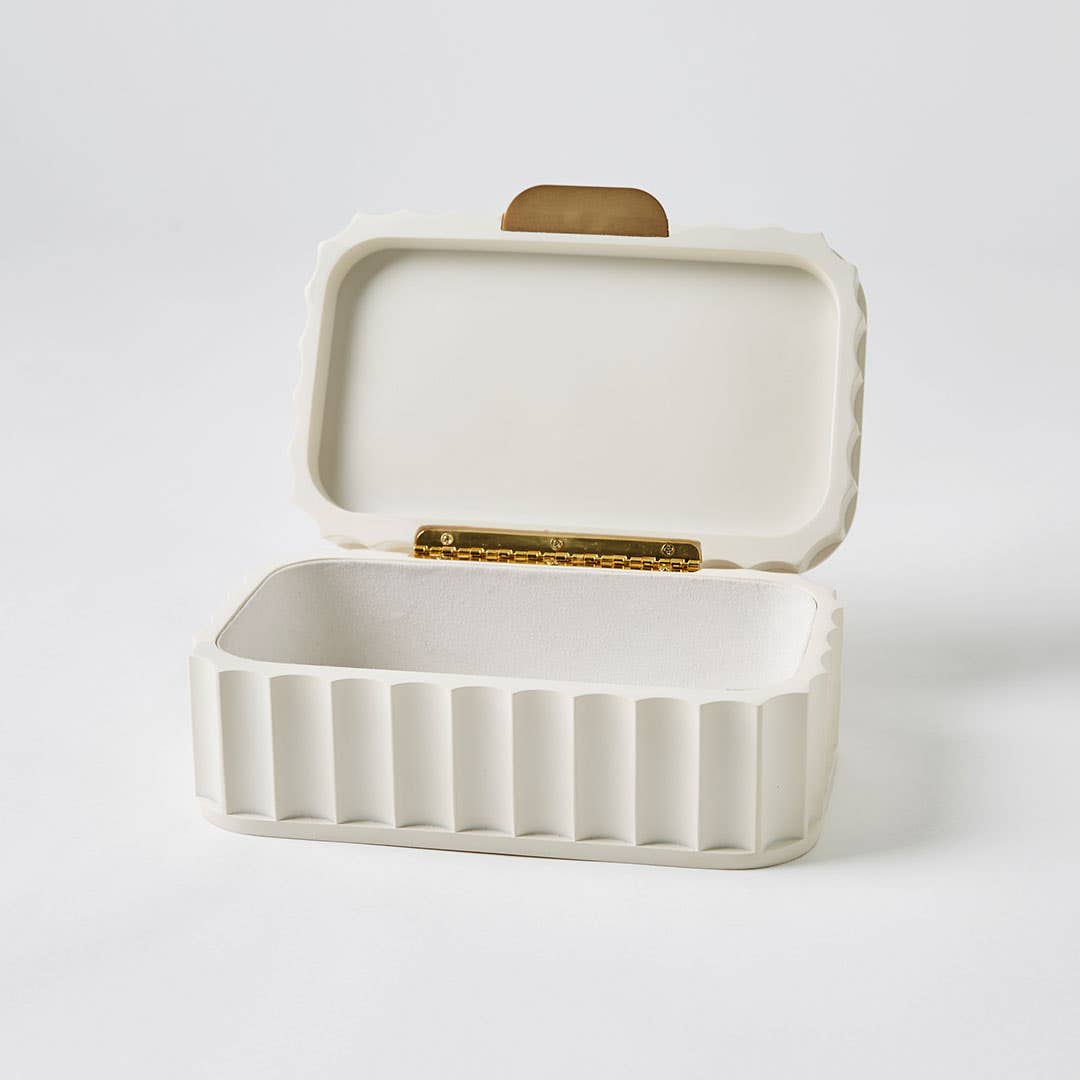 Thorton Ribbed Jewellery Box - White