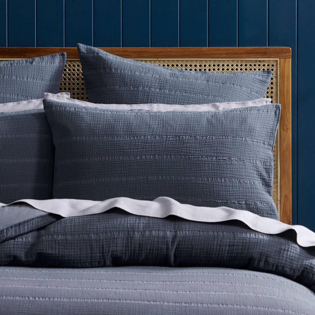 Ramsay Quilt Cover - Slate Blue