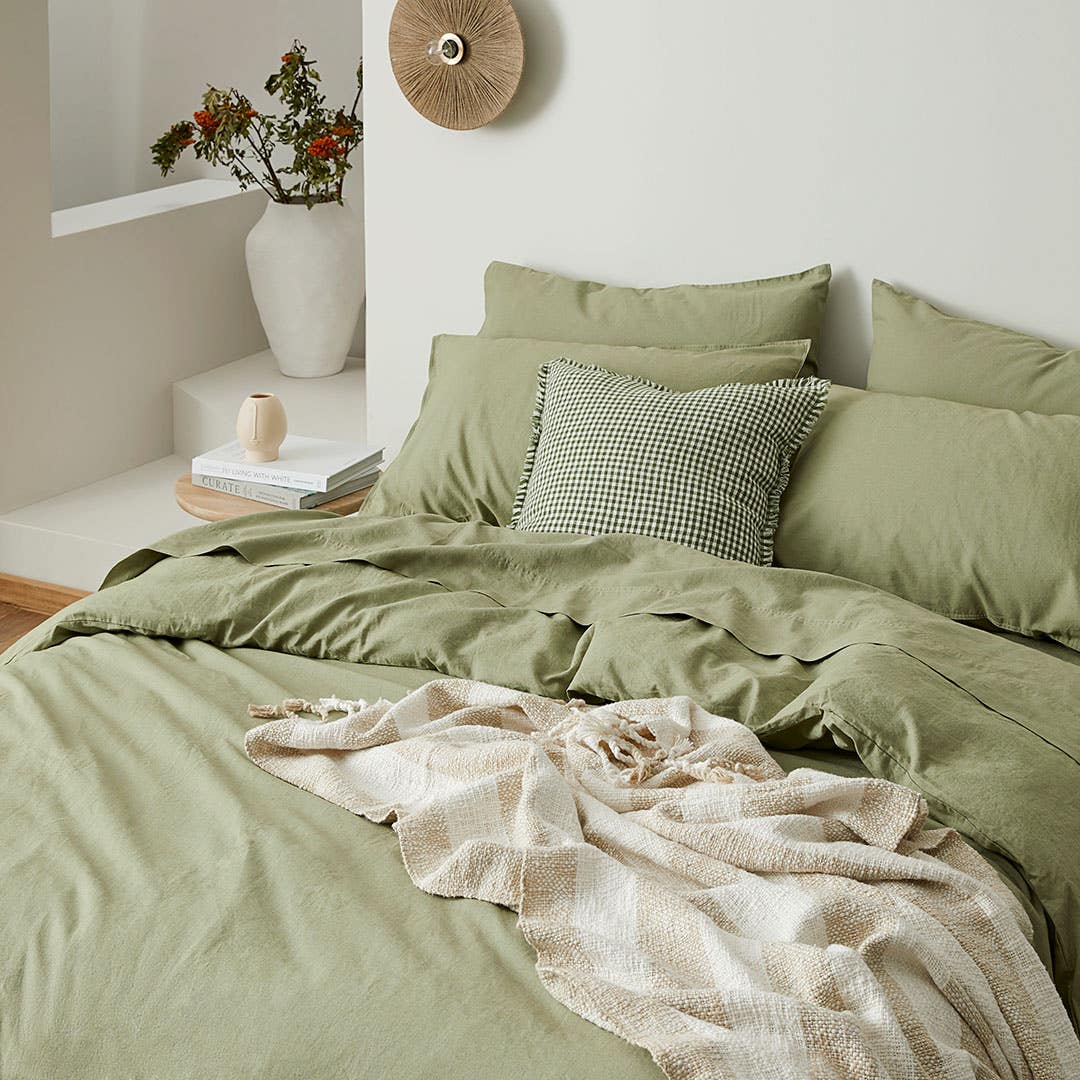 Olsen Linen/Cotton Quilt Cover - Green