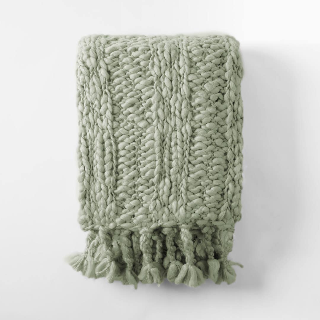 Claudine Hand Knit Throw - Mint