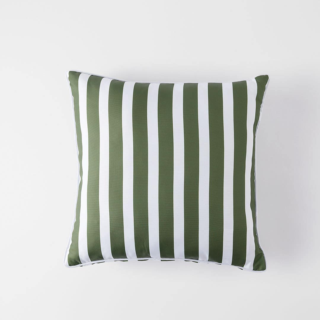 Panama Stripe Outdoor Cushion - Forest Green