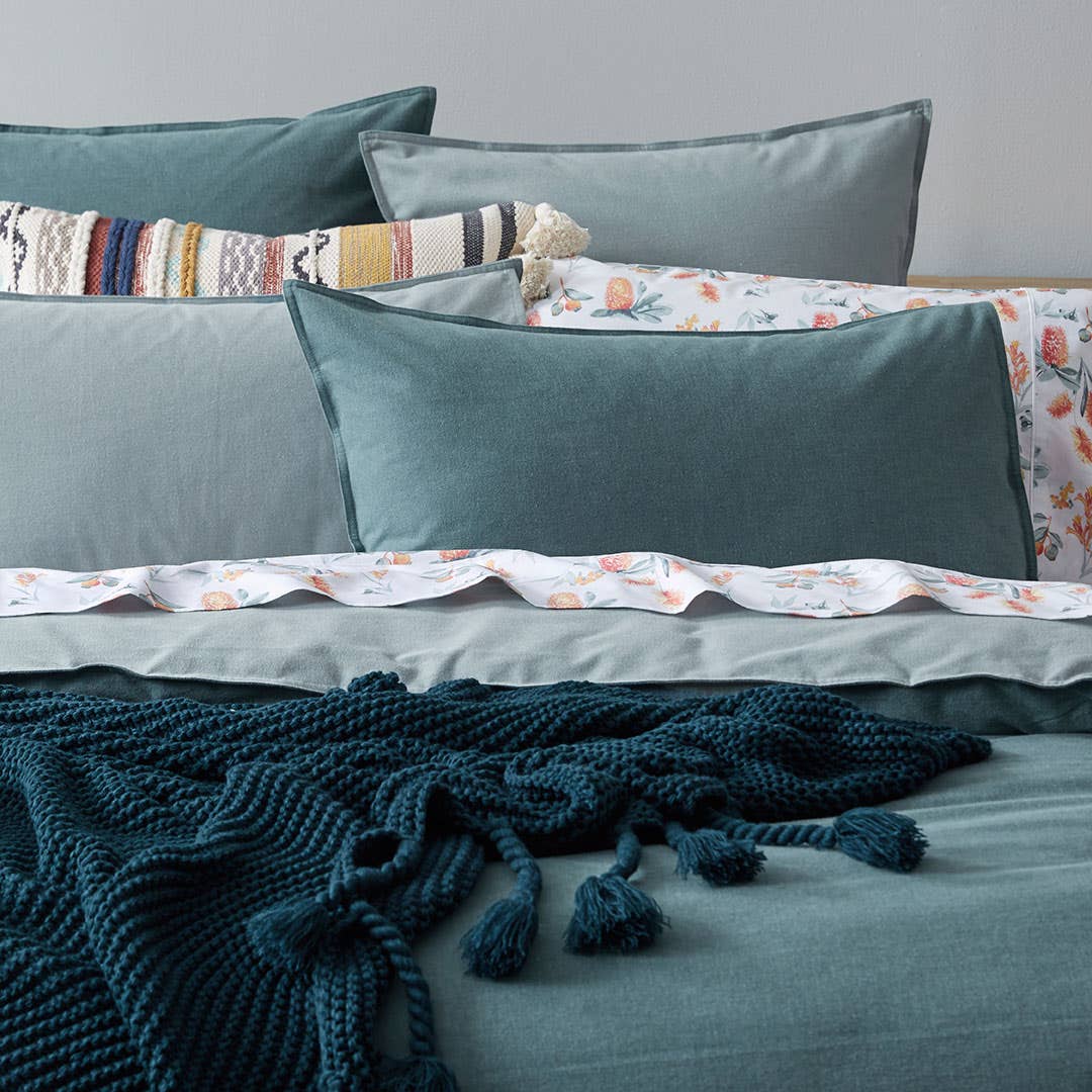 Lusso Brushed Cotton Quilt Cover - Stormy Sea Teal