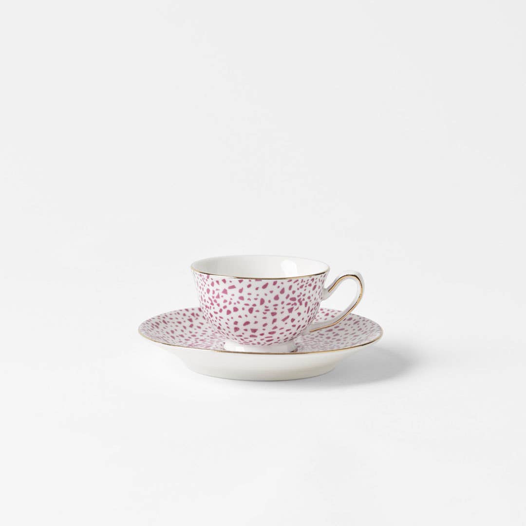 Miss Tea Party Coffee Cup And Saucer - Pink Terrazzo