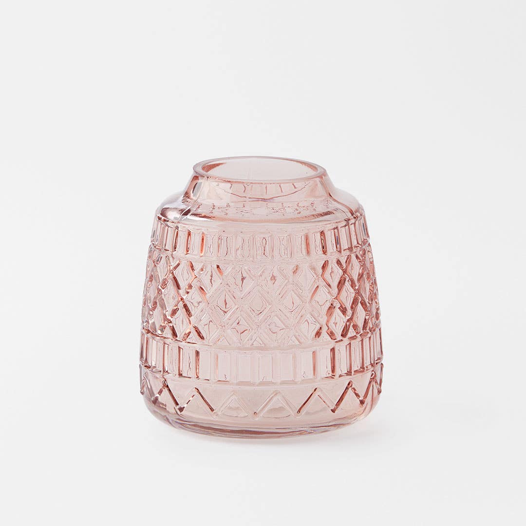 Aztec Textured Vase - Pink