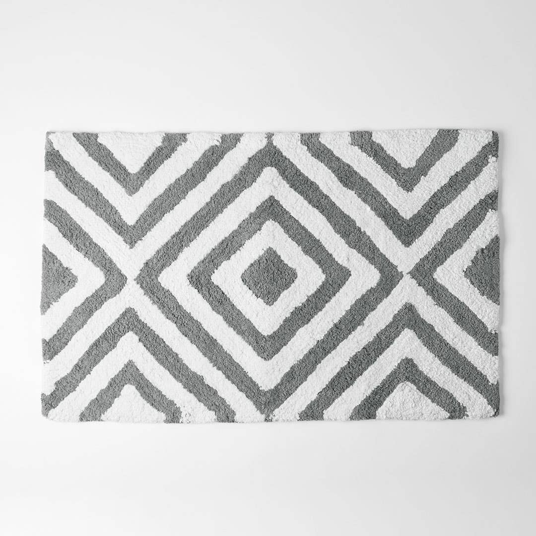 Montauk Geo Bath Mat - Charcoal White