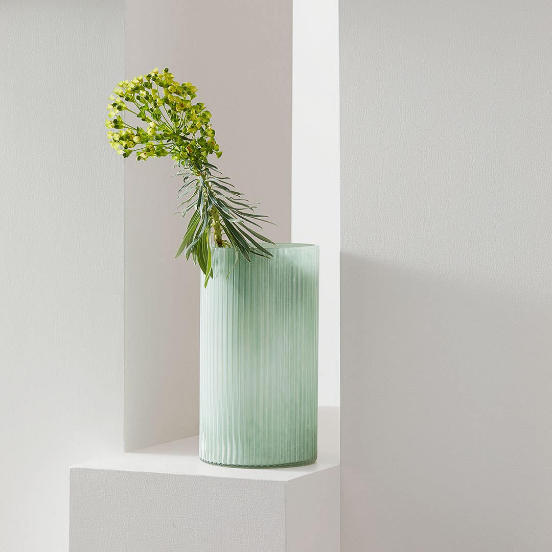 Harley Glass Ribbed Vase Large - Seafoam