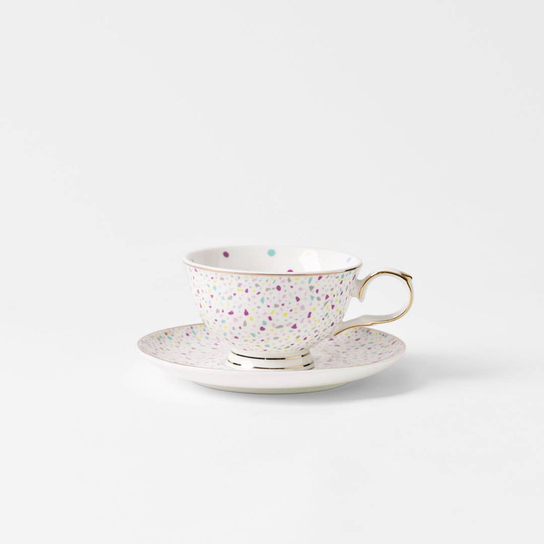 Miss Tea Party Teacup And Saucer - Confetti