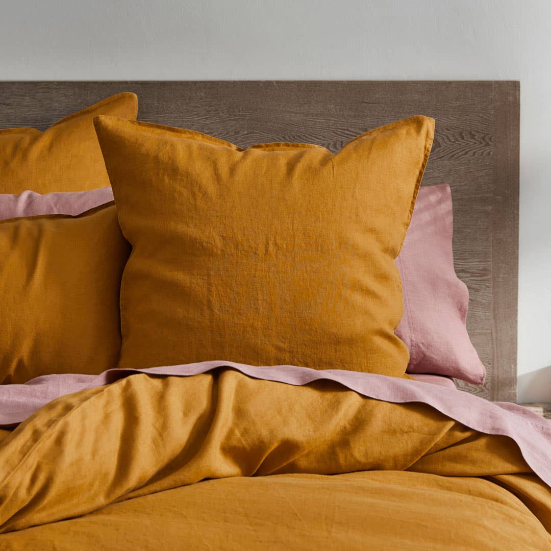 Milano Linen Quilt Cover - Mustard