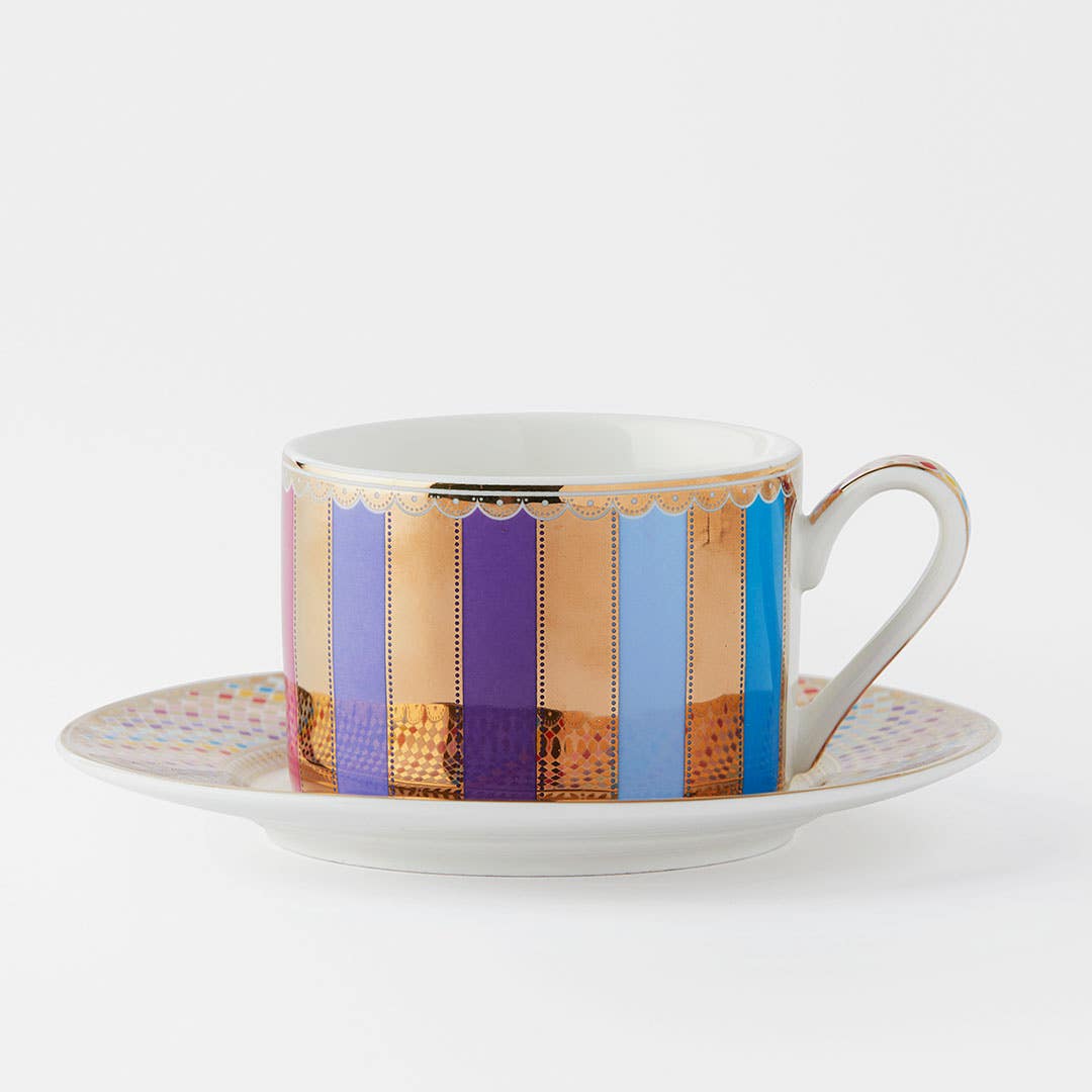 Carnival Stripe Teacup And Saucer