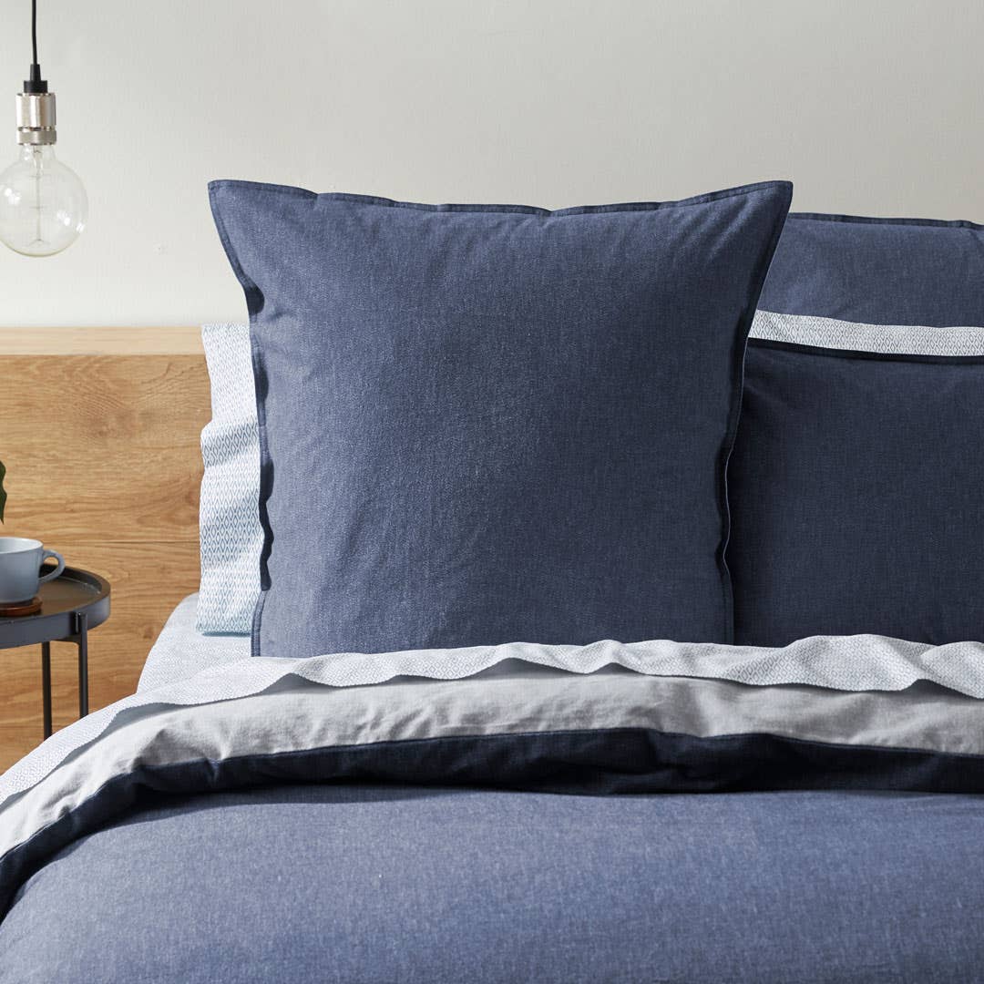 Lusso Brushed Cotton Quilt Cover - Ink Blue