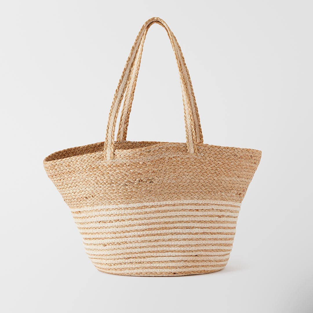 Samirah Striped Jute Tote Bag