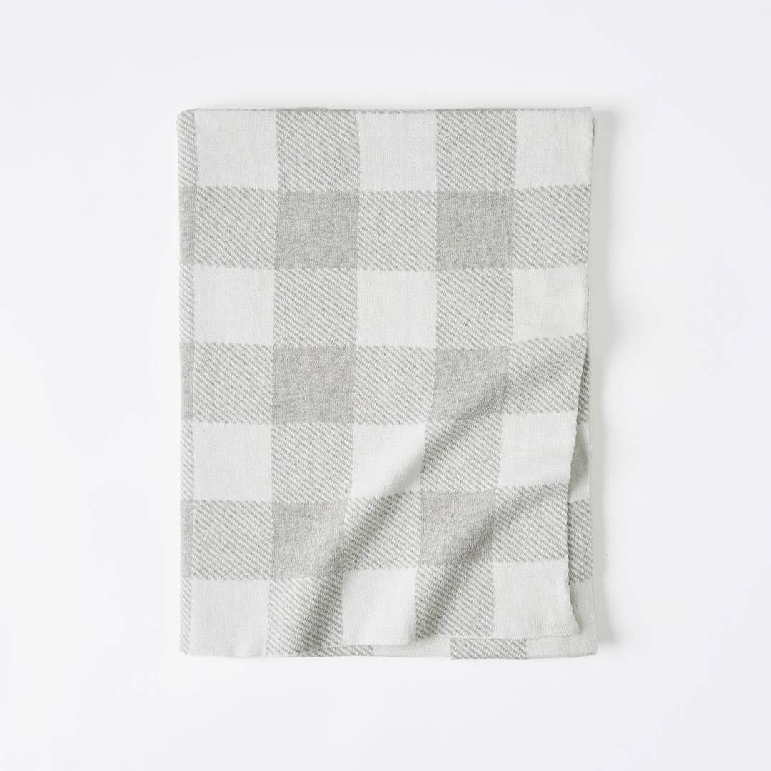 Gingham Kids Throw - Grey /Ivory