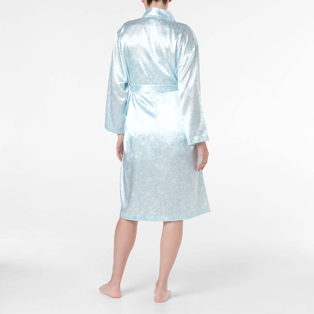 Satin Robe - Blue Floral