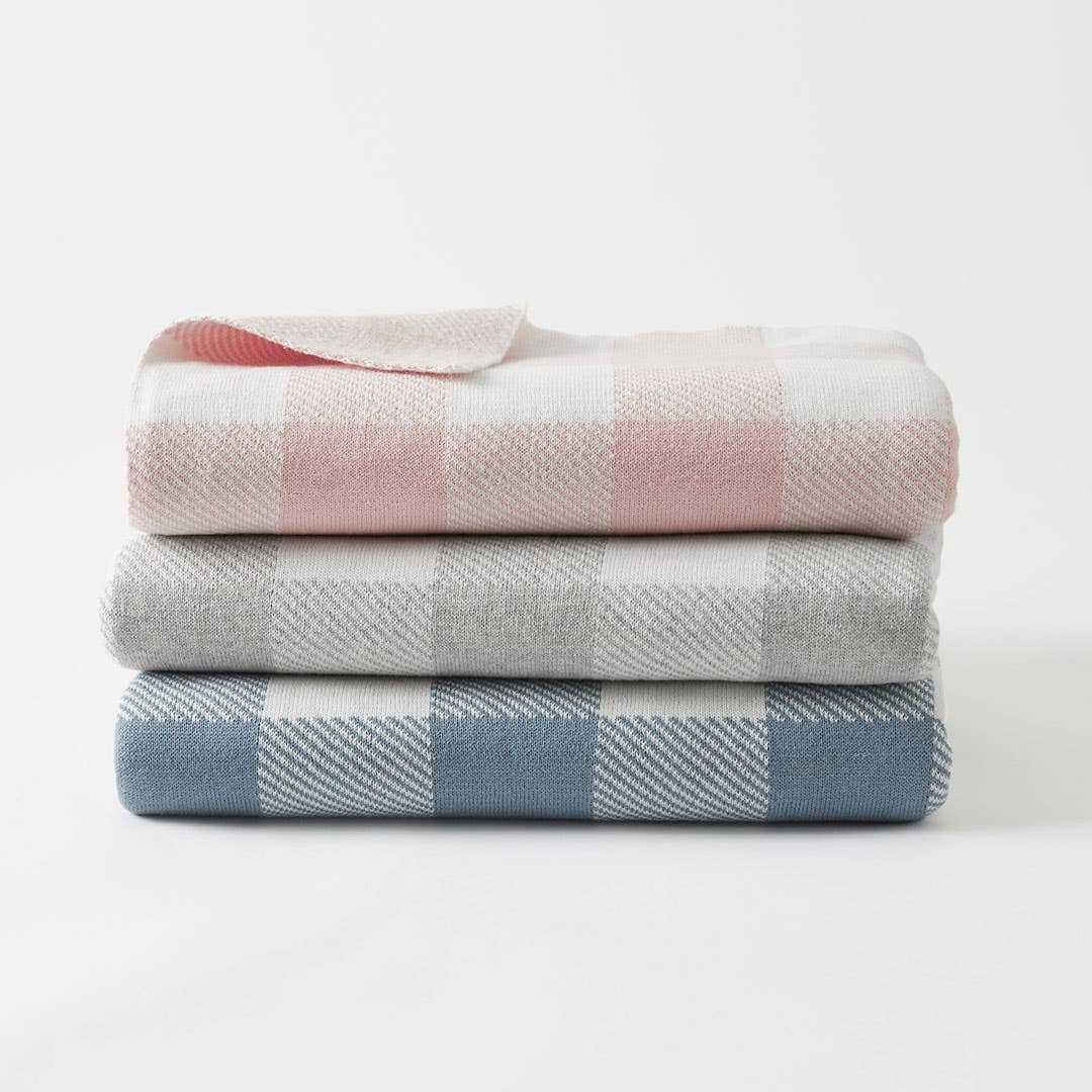 Gingham Kids Throw - Grey /Ivory