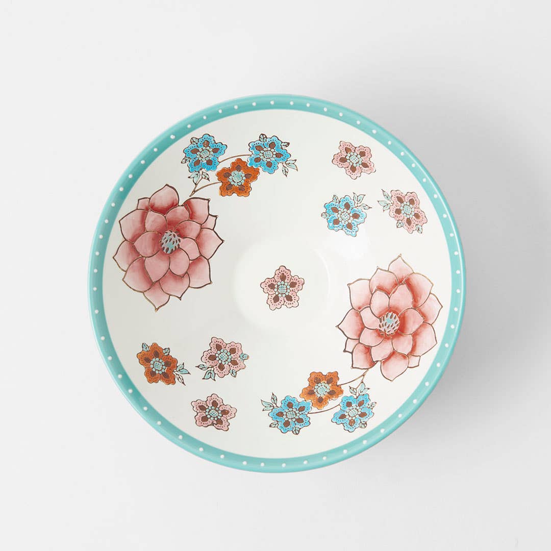 Tango Flared Bowl Floral - Pink/Aqua