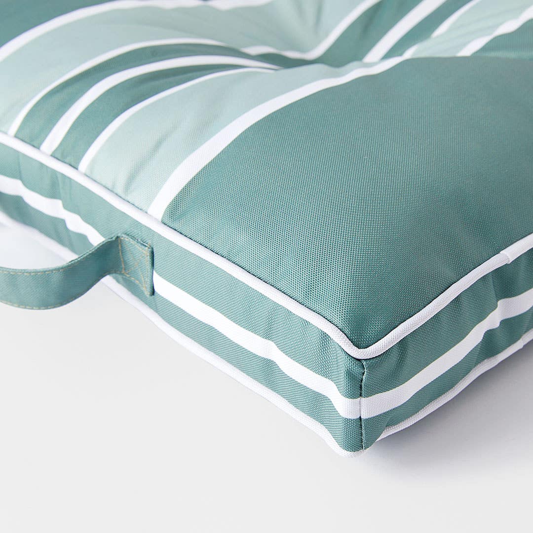 Panama Striped Outdoor Chair Pad - Jade Eucalyptus