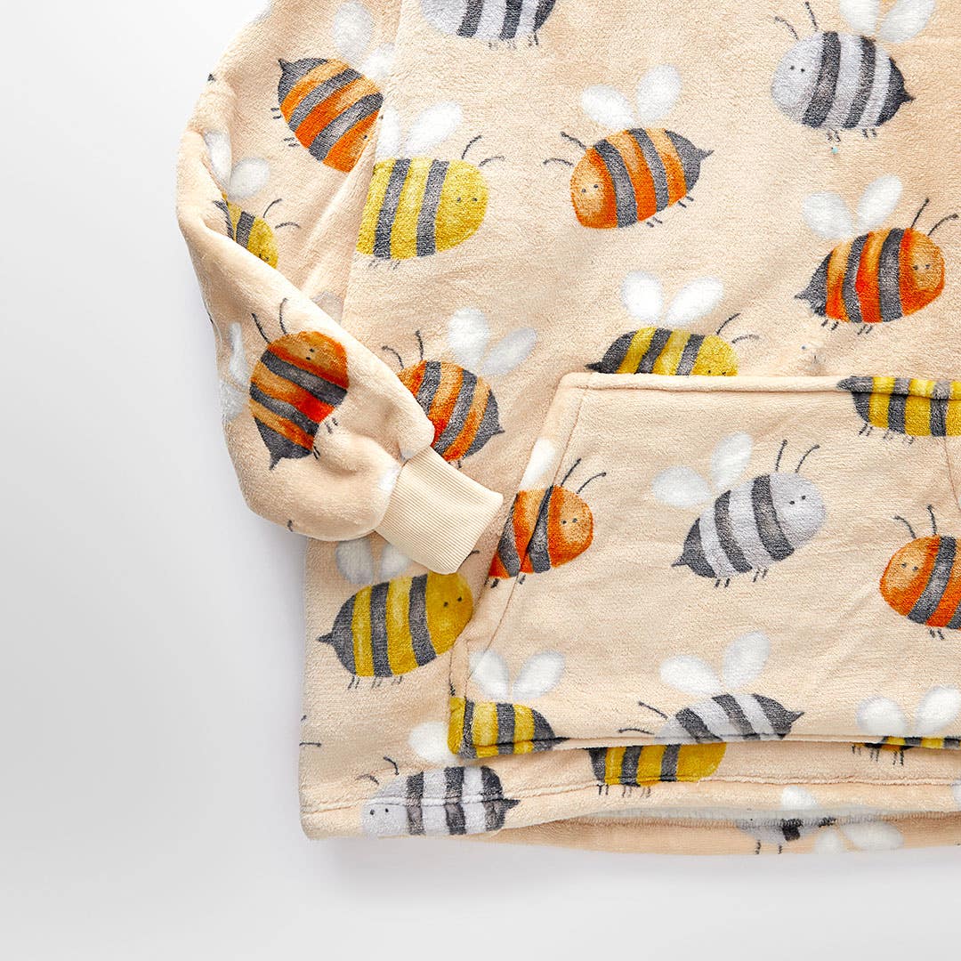 Bumble Bees Hooded Sherpa Blanket