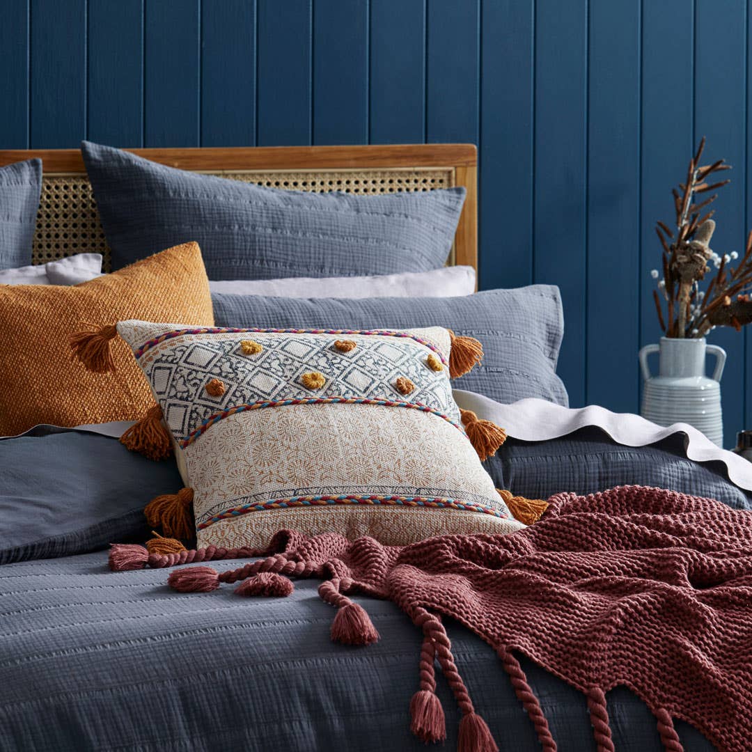 Ramsay Quilt Cover - Slate Blue